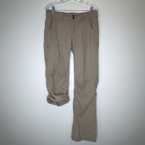 PRANA Womens Convertible Roll Up Pants 8 Tan Pockets Hiking Gorpcore Stretch‎